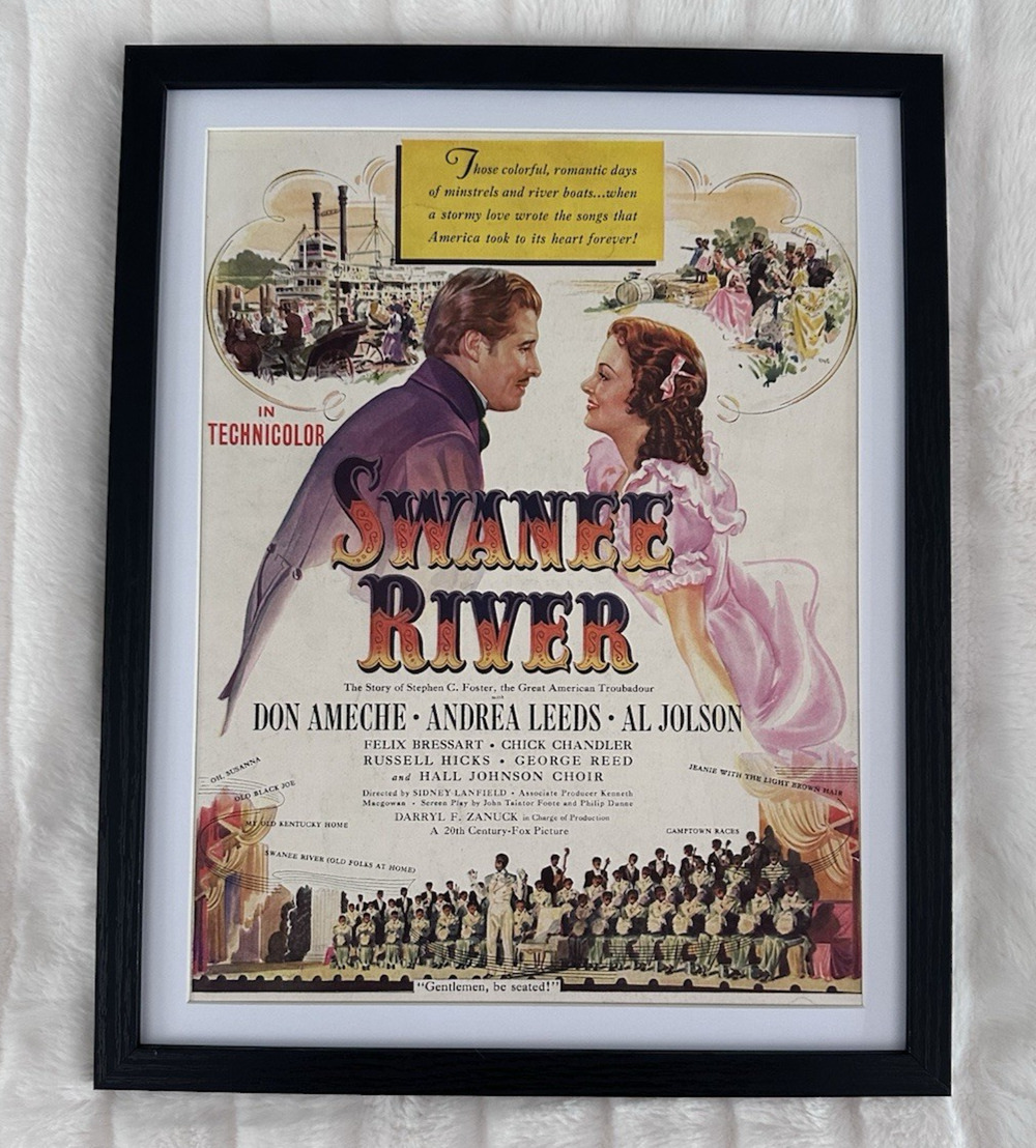 Framed 1940 Vintage Movie Ad Swanee River Don Ameche Al Jolson